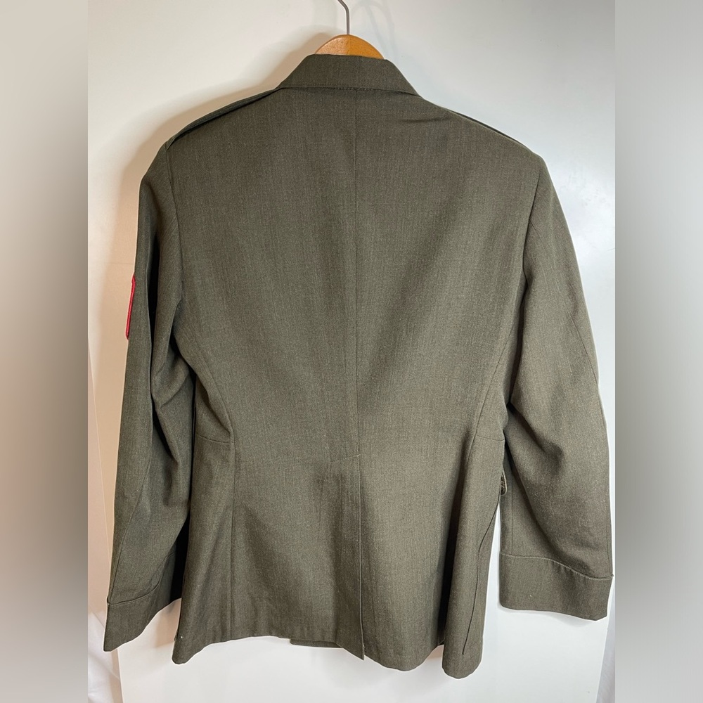 ⭐️Vintage DSCP Crown Clothing Co Military Jacket/Coat Army Green w/ Patches 38S - Picture 8 of 10